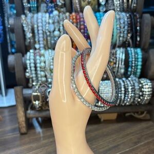 Dazzling Silver and Red Crystal Bracelets